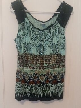 women large sleeveless top mint green black